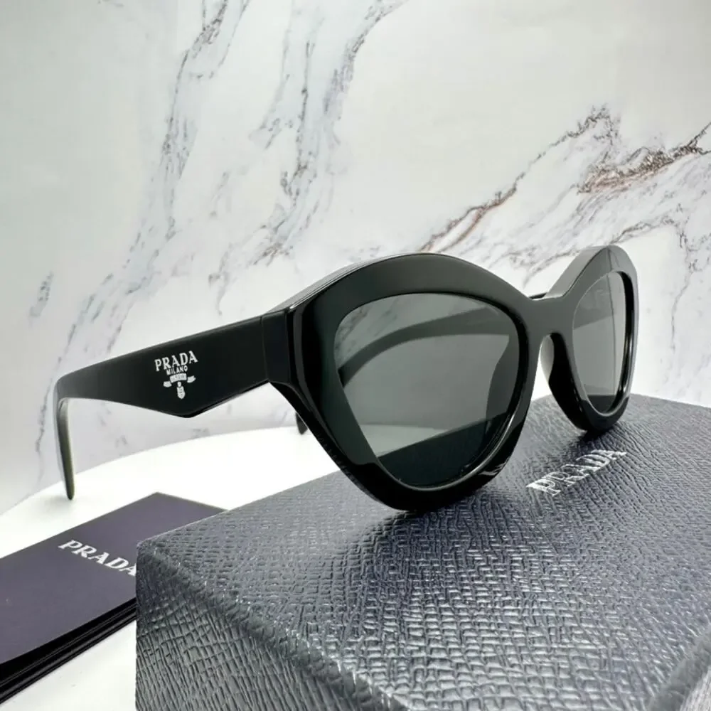 New PRADA Sunglasses Black Butterfly Cat Eye Logo Symbole Logo New - Picture 11 of 16
